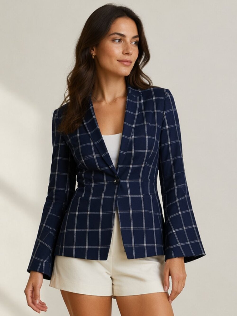 Banana Republic Navy Tailored Blazer One Button Preppy Minimalist NWT